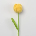 Handmade crochet yellow tulip flower with green stem and leaf for gifts - Plump Tulip Stem / True Yellow
