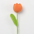 Handmade crochet orange tulip flower with green stem and leaf for gifts - Plump Tulip Stem / Orange