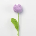 Handmade crochet tulip flower in purple yarn for home decor and festive gifting - Plump Tulip Stem / Light Purple