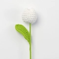Handmade white crochet tulip flower with green stem for home decor and gifts - Plump Tulip Stem / White
