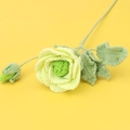 Detail of handcrafted crochet green rose with blooming head and realistic yarn leaves - Gradient Green (Rose Branch)