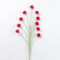 Handmade knitted red berries stem with ten textured berries for DIY flower arrangements - Berry Branch / Red