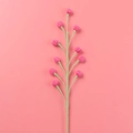 Handmade knitted pink tulip flower branch with eleven soft plush petals on a pink base - Berry Branch / Rose Red