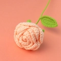 Handmade crochet rose flower in soft pink orange yarn with green leaf for gift - Rose Bouquet / Flesh Pink