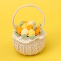 Handmade crochet flower basket with orange and yellow tulips for home desk decor - Gradient Yellow