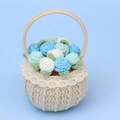 Handmade crochet flower basket with blue and white roses for home tabletop decor - Gradient Blue