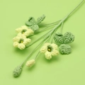 Handmade crochet shamrock bouquet with three light yellow flowers and green leaves - 3-Head Shamrock Flower Branch / Green