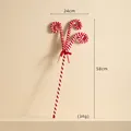 58cm Red and white spiral velvet Christmas candy cane stick with a decorative red bow - Triple Candy Cane (059)