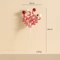Christmas 38cm red and white spiral candy cane decorative branch with glitter balls - 6-Head Decorative Branch (061)