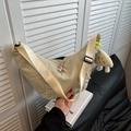 Cremeweiße sichelförmige Yoga-Sporttasche aus Nylon mit Stern-Plüsch-Anhänger - Einzelne Tasche / Weiß