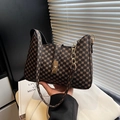 Vintage retro geometric monogram shoulder bag with gold chain strap in brown finish - Brown