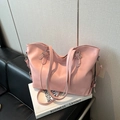 Zartrosa Damen-Tote-Bag aus weichem Leder mit silberner Sternschnalle und großem Fach - Rosa