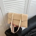 French style cream shoulder bag with decorative scarf and elegant flap design - Single Bag / White