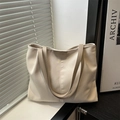 Chic cream large capacity tote bag with long straps and Fashion & Bags leather label - Off White