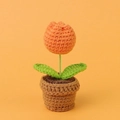 Handmade crochet orange tulip in a knitted pot for home desktop decoration gift - Orange-tulip Potted Plant - Mini Yarn Pot