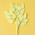 Handmade crochet green leaf branch accessory for woven tulip flower bouquet - Nine Star Leaf / Light Yellow