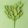 Handmade crochet green leaf stem with detailed knitted foliage for floral bouquets - Nine Star Leaf / Dark Green