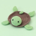 Posavasos de tortuga hecho a mano de ganchillo en lana verde y marrón para regalo - Posavasos de Tortuga - Verde Cian