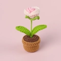 Handmade crochet pink rose mini potted plant for aesthetic desktop decor gift - Gradient Pink - Bubble Rose Bonsai - Mini Yarn Pot