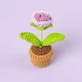 Handmade crochet purple rose in a small potted plant for desktop decoration - Gradient Purple - Bubble Rose Bonsai - Mini Yarn Pot