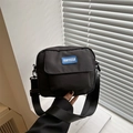 Black nylon crossbody messenger bag with FANYISSA logo and adjustable strap for women - Black