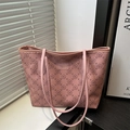 Pink floral tote bag with cherry blossom pattern and elegant shoulder straps for women - Pink