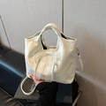 Sac à main élégant en cuir PU blanc avec un grand nœud en dentelle et bandoulière - Blanc