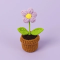 Handmade crochet purple forget-me-not potted plant for desk and car decoration - Purple-puff Flower Potted Plant - Mini Yarn Pot