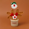 Detail of crochet Santa Claus potted plant with handmade label and red berries - Brown Leaf Holly Berry Santa / Potted Plant