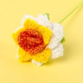 Handmade crochet narcissus flower in white and yellow with sparkly yarn detail - Gradient Yellow