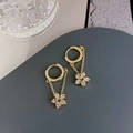 Goldene S925 Silber-Creolen mit Blumenanhängern, Zirkonia und filigranen Ketten - Gold