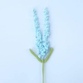 Handmade knitted lavender flower in light blue yarn with detailed crochet texture - Blue