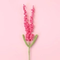 Handmade crochet lavender flower in soft pink with green stem for a charming gift - Rose Red