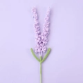 Handmade crochet lavender flower in light purple yarn with green leaves and stem - Purple