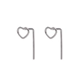 Pendientes de botón minimalistas de plata de ley S925 con forma de corazón hueco - Corazón hueco simple (EH057)