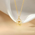 Elegante 925 zilveren vergulde rozenketting met stolphanger en glanzend kristal accent - Goud