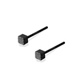 Minimalist black S999 sterling silver cube stud earrings with matte texture on white background - Black