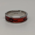 Minimalist S925 sterling silver ring with unique red enamel drip glaze finish - Adjustable Open / Caramel Enamel Ring - Silver Color