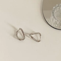 Irregular silver twisted hoop earrings with a polished mirror finish for a modern look - Irregular Platinum Color