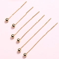 Detailed view of S925 sterling silver ball drop earrings with polished gold finish - 3.5cm / Gold Color Round Bead Threader