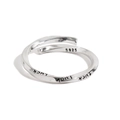 S925 sterling silver mobius ring featuring twisted luck engraving and adjustable design - Luck Engraved Style / Silver