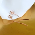 Elegant rose gold S925 silver four-leaf clover tassel earrings with white zircon stones - Four-leaf Clover Ear Thread - Rose Gold