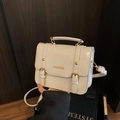 Retro white crossbody bag with gold fashion lettering and contrast buckles on the flap - Off White