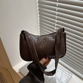 Minimalist dark brown woven hobo shoulder bag with a wide strap in a stylish design - Brown