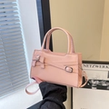 Hellrosa Umhängetasche aus Leder mit dekorativer Schleife und Griff für Damen - Rosa