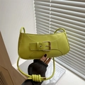 Chic lime green underarm bag with metal buckle strap and knot detail on the handle - Green