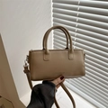 Vintage khaki rectangle shoulder bag with FASHION embossing and slim shoulder strap - Khaki