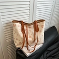 Schicke Tragetasche in Beige und Braun mit süßen Hunde- und Blumenprints - Braun