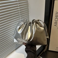 Sac fourre-tout argenté métallisé avec cordon de serrage et similicuir plissé chic - Argenté