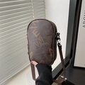 Brown crossbody bag with letter patterns and adjustable nylon strap for women - Brown